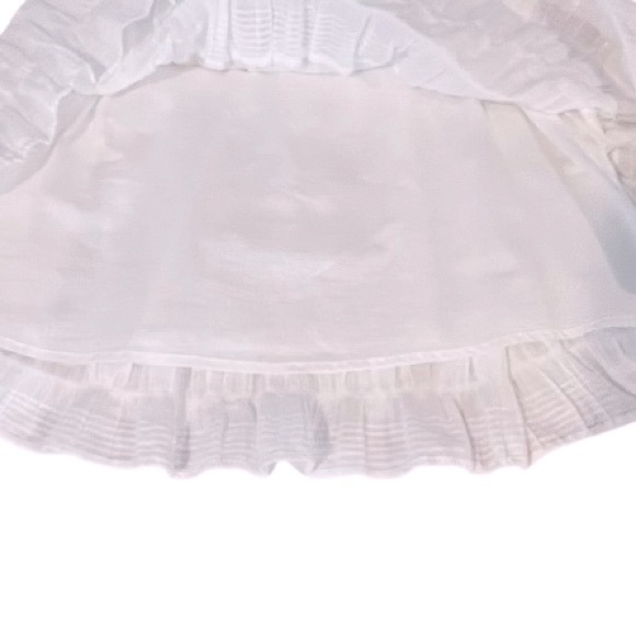 Max Studio- White Gauze Dress with Ruffle Sleeve and hem. - Picture 5 of 8
